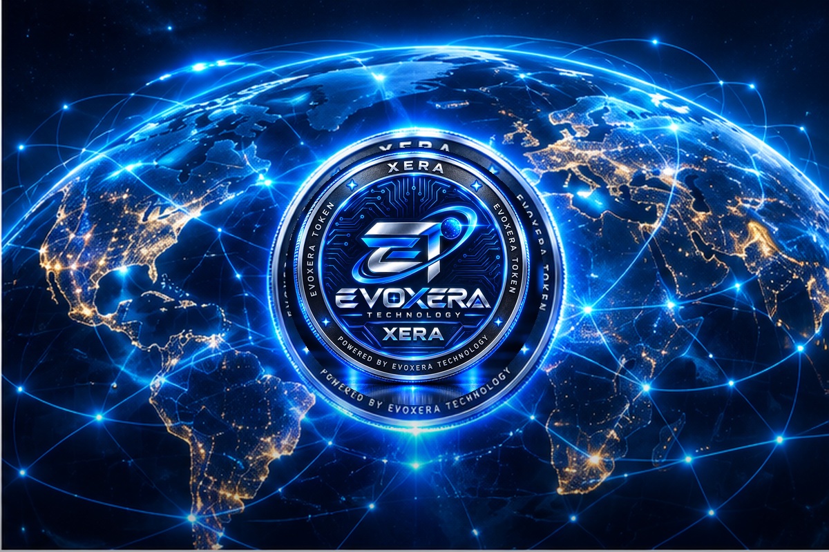 XERA coin over a futuristic global digital network